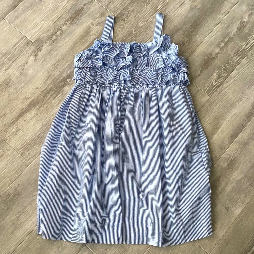 Ralph Lauren Striped Dress Ruffle Frills Size 16
